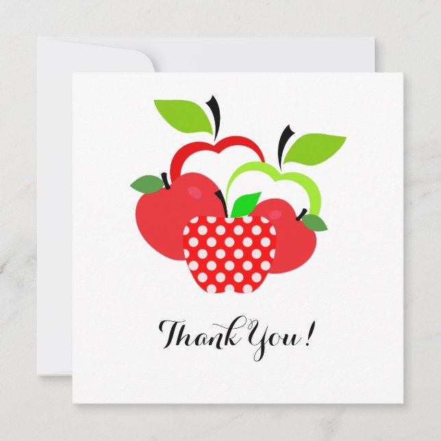 Red and Green Apples Thank You Card (Front)
