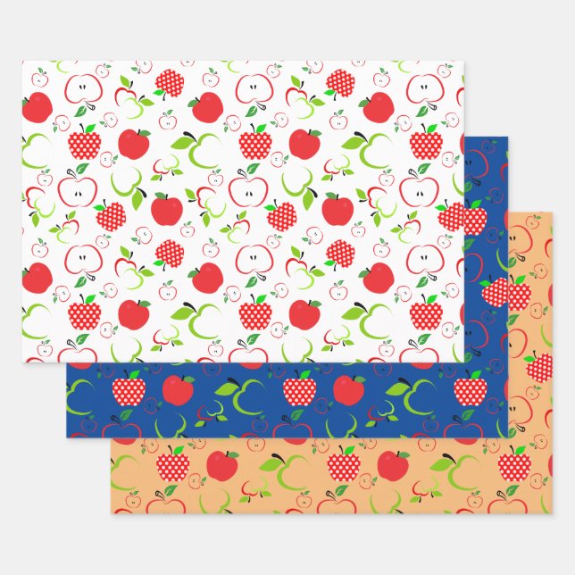 Red and Green Apples Wrapping Paper Sheet (Set)
