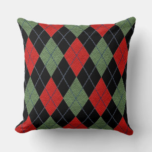 Red And Green Argyle Cushion
