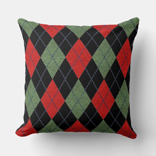 Red And Green Argyle Cushion (Front)
