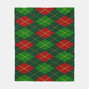 Red and Green Argyle Fleece Blanket