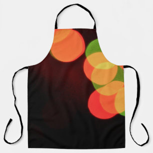 Red and green bokeh lights apron