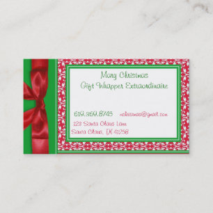 Red and Green Bow Business Cards