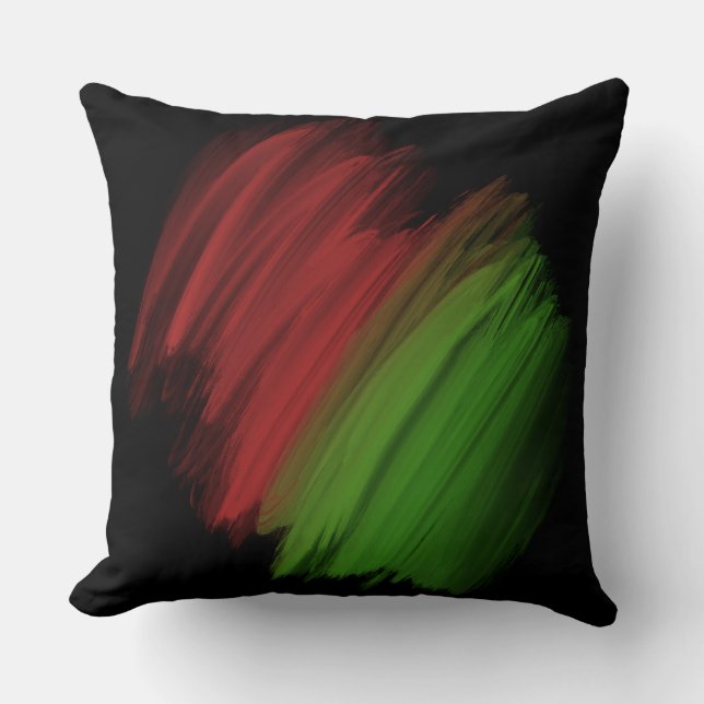 Red and Green Brush Strokes  Throw Pillow (Front)