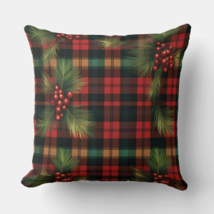 Red and Green Buffalo Plaid Christmas Throw Pillow