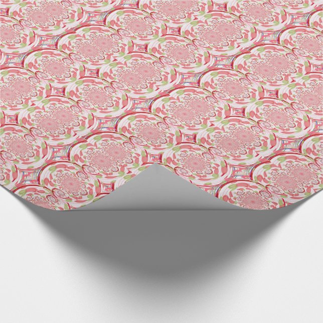 Red and Green Burst Abstract Design Wrapping Paper (Corner)