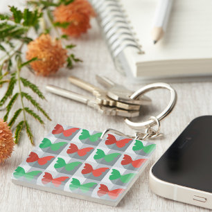 Red And Green Butterflies Key Ring