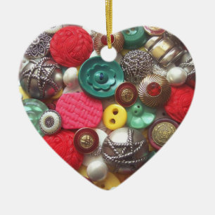 Red and Green Buttons Christmas Ornament