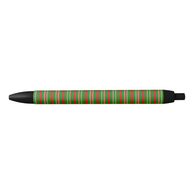 Red and Green Candy Cane Black Ink Pen (Front)