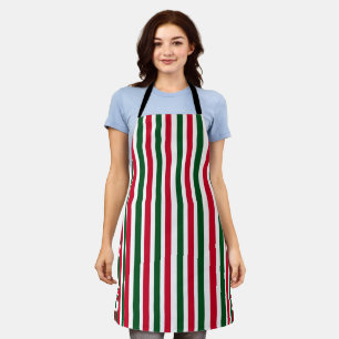 Red and Green Candy Cane Christmas Stripes Apron
