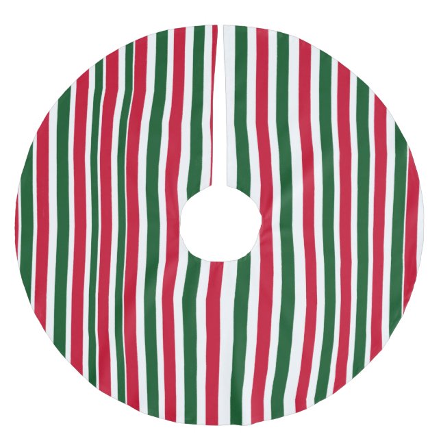 Red and Green Candy Cane Christmas Stripes  Brushed Polyester Tree Skirt (Front)