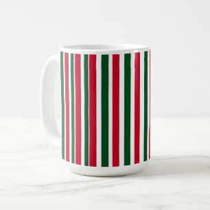 Red and Green Candy Cane Christmas Stripes  Coffee Mug