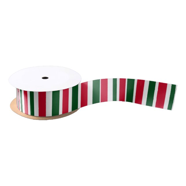 Red and Green Candy Cane Christmas Stripes  Satin Ribbon (Spool)