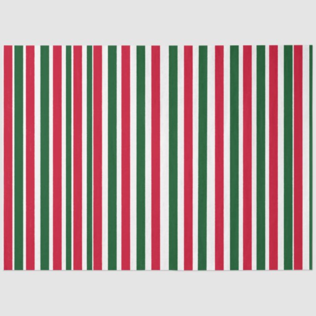 Red and Green Candy Cane Christmas Stripes  Tissue Paper (Front)