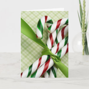 Red and Green Candy Canes Christmas Card