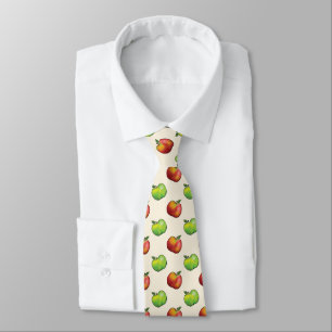 Red And Green Cartoon Apple Fruits Pattern Tie
