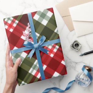 Red and Green checks Christmas pattern  Wrapping Paper