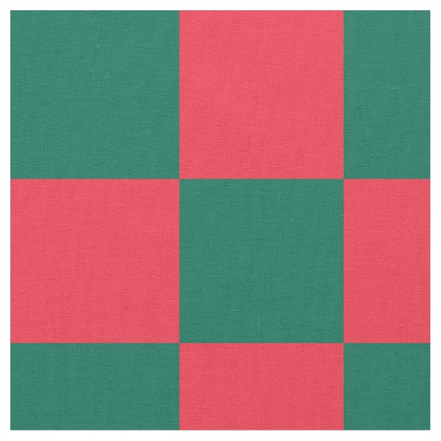 Red and green chequerboard pattern fabric (Close Up)