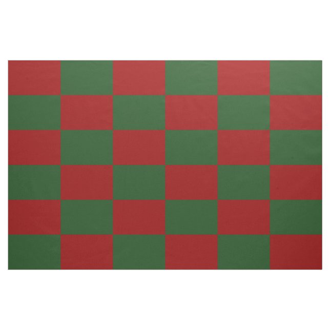Red and Green Chequered Rectangles Christmas Fabric (Yard)