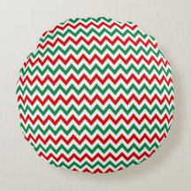 Red and Green Chevron Decorative Throw Pillow