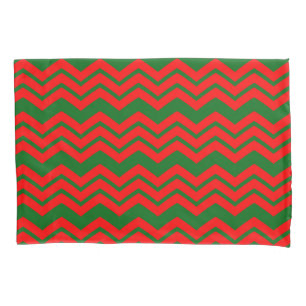 Red and Green Chevron Pattern Design Pillowcase