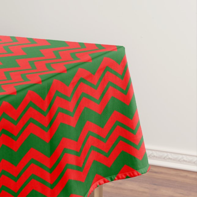 Red and Green Chevron Pattern Design  Tablecloth (In Situ)