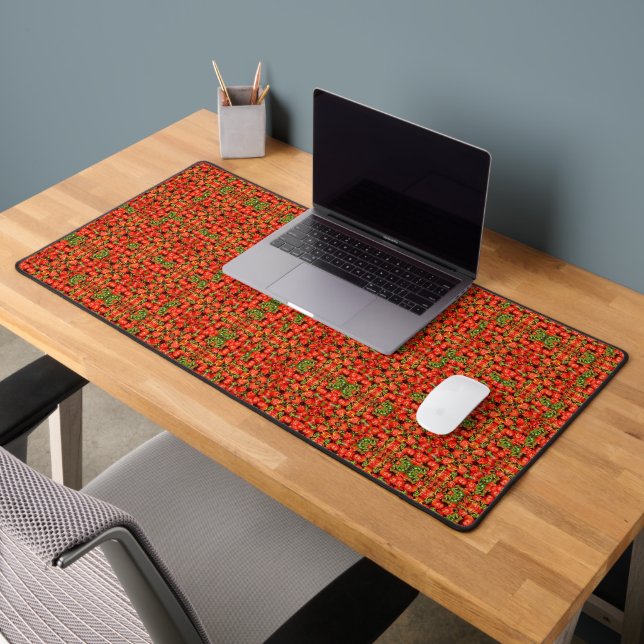 Red And Green Chili Patchwork, Desk Mat (Office 2)