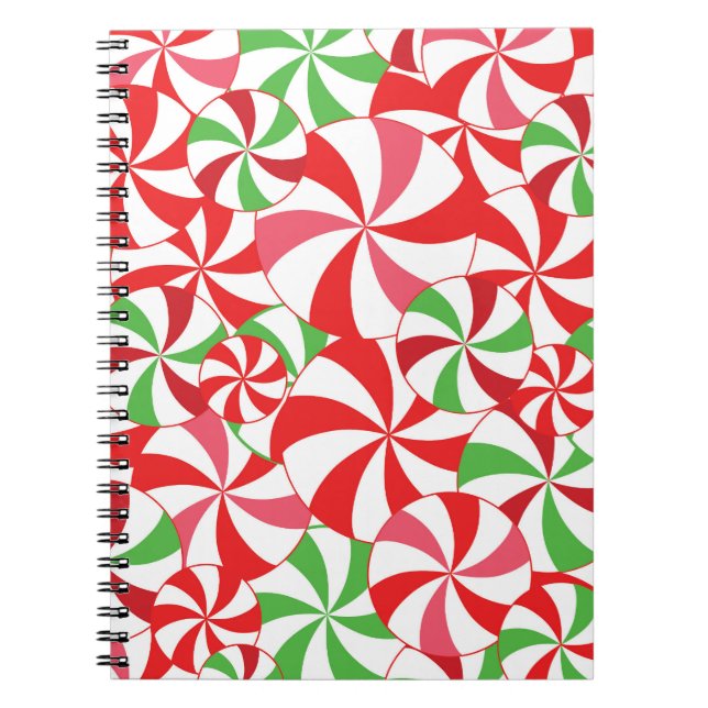 Red and Green Christmas Candy Cane Notebook (Front)