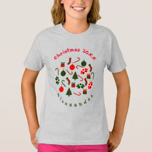 Red and Green Christmas colours in Christmas stuff T-Shirt