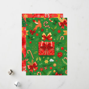 RED AND GREEN CHRISTMAS DAY HOLIDAY CARD