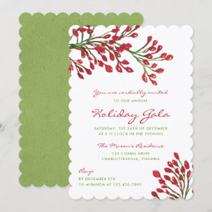 Red and Green Christmas Foliage Holiday Gala Invitation