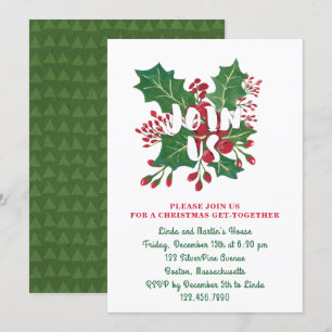Red and Green Christmas Foliage Join Us Party Invitation