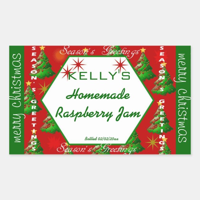 Red and green Christmas food label (Front)