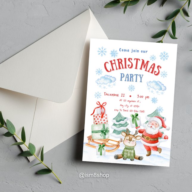 Red and Green Christmas Kids Party Invitation (Creator Uploaded)