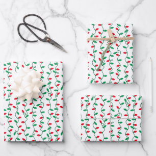 Red and Green Christmas Lights Wrapping Paper Sheet