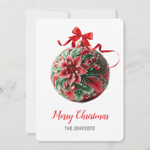 Red and green Christmas ornament Floral Holiday Card