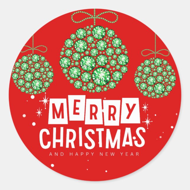 Red and Green Christmas Ornament Stickers (Front)