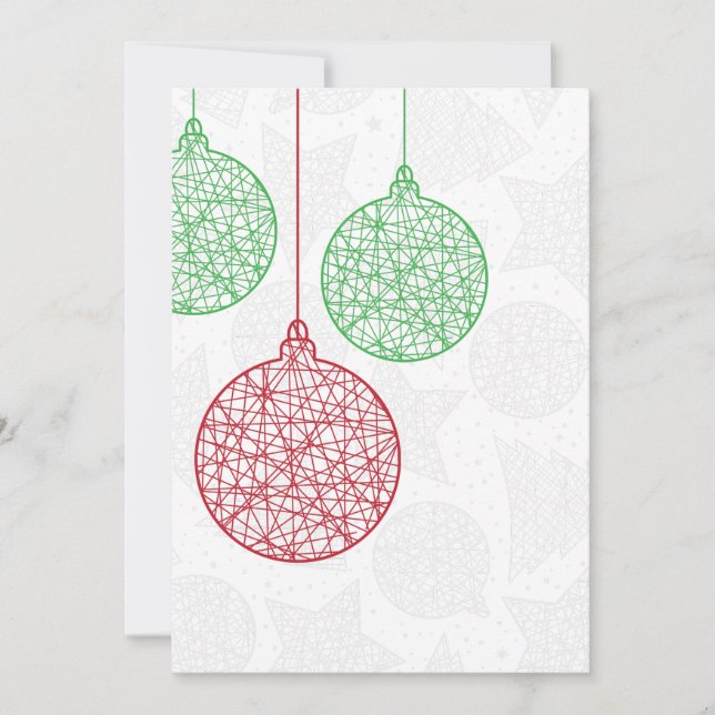 Red and Green Christmas Ornaments Party Invite (Front)