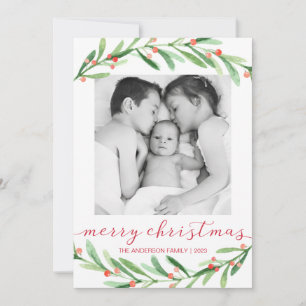Red and Green Christmas Photo Christmas Cards