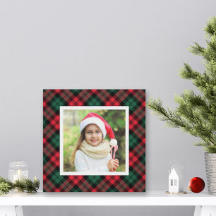 Red and Green Christmas Plaid Custom Photo Canvas Print