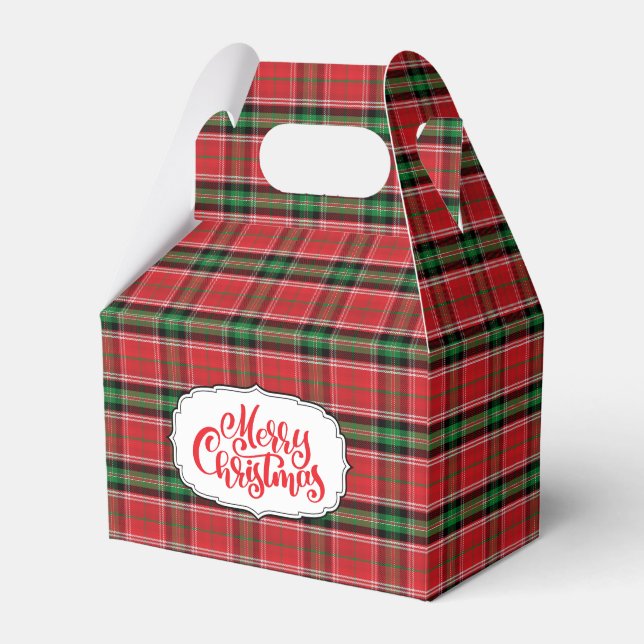 Red and Green Christmas Plaid Favour Box (Front Side)
