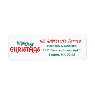 Red And Green Christmas Return Address Label