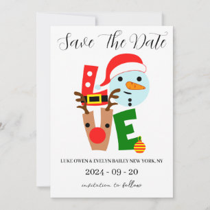 red and green christmas save the date cards