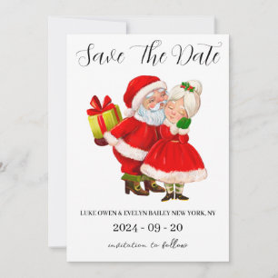 red and green christmas save the date cards