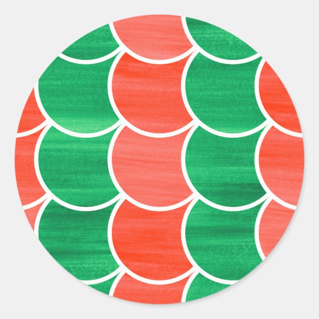 Red and Green Christmas Scale Pattern Stickers (Front)