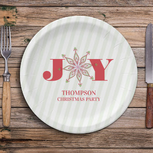 Red and Green Christmas Simple Winter Typography  Paper Plate