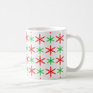 Red and green christmas snowflakes coffee mug