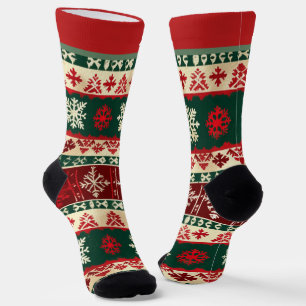 Red and Green Christmas Socks with Name