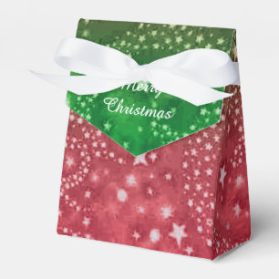 Red and Green Christmas Star Pattern Favour Box