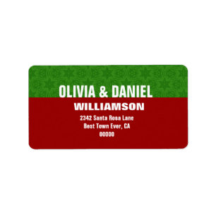 Red and Green Christmas Stars Modern Simple G103 Label